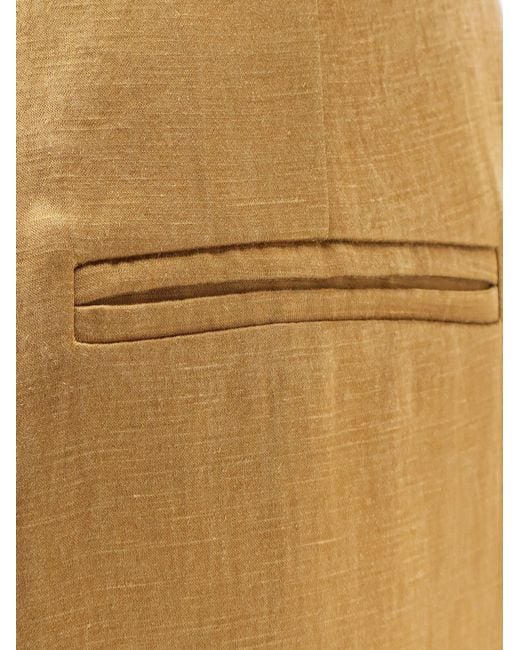 Alysi Natural Trousers Wide-Leg Lyocell-Linen