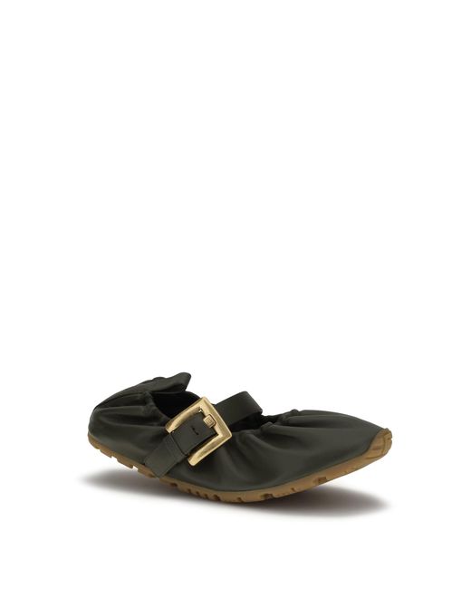 Balmain White Buckle Strap Ballerinas