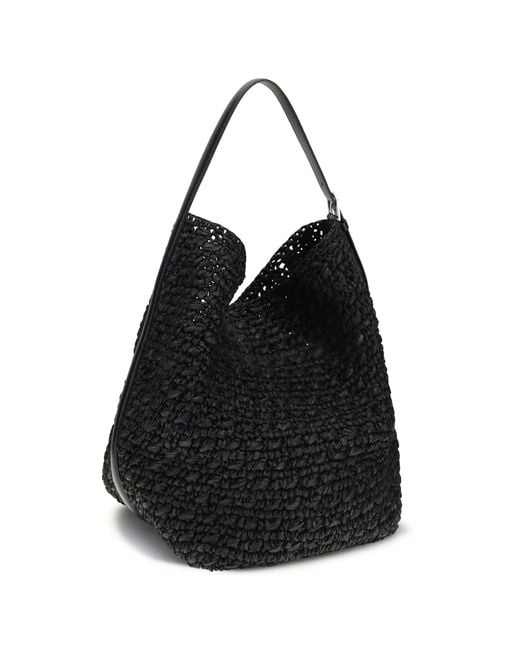 Totême Black Paper Raffia Tote Shoulder Bag
