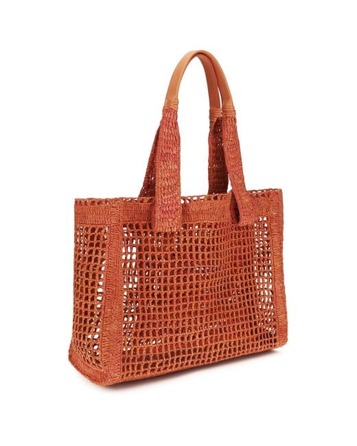 Chloé Red Chloã East-West Summer Banana Raffia Tote Bag