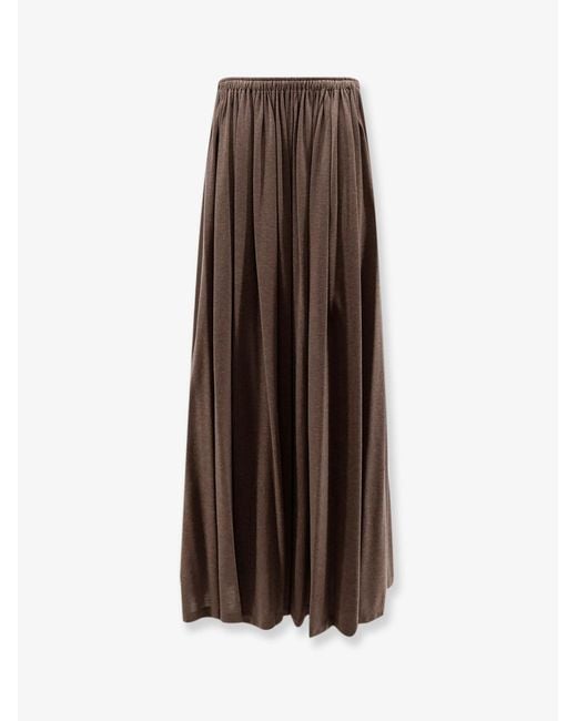 Max Mara Brown Mxmlivrea Pleated Jersey Long Skirt