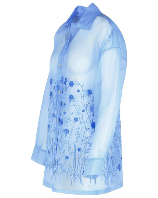 P.A.R.O.S.H. Blue P.A.R.O..H. 'Fiori' Silk Shirt for men