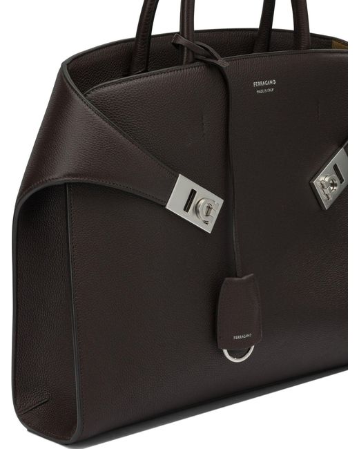Ferragamo Black "Hug" Medium Handbag for men