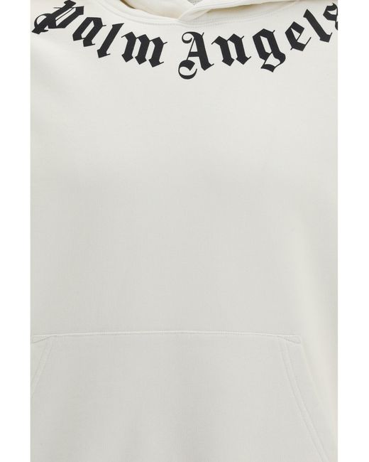 Palm Angels White Neck Logo Hoodie for men