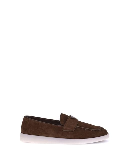 Prada Brown Suede Loafers for men
