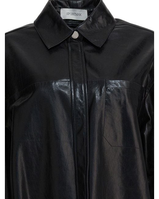 Max Mara Black Leather Shirt Shirts