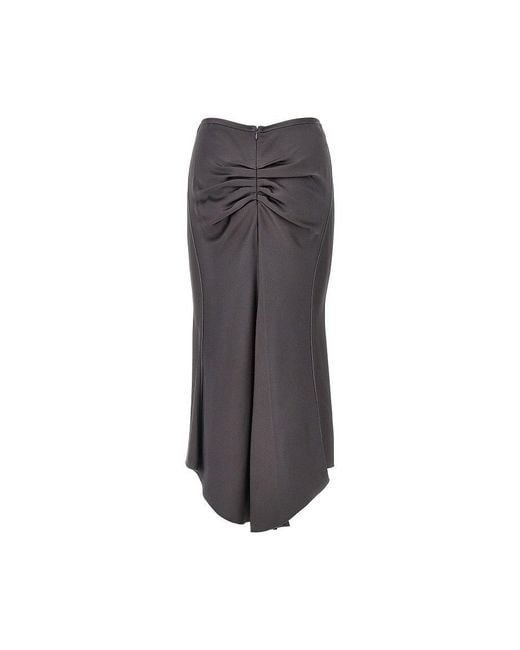 Victoria Beckham Gray Crepe Back Satin Midi Skirt