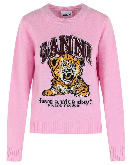 Ganni Pink Wool Blend Sweater