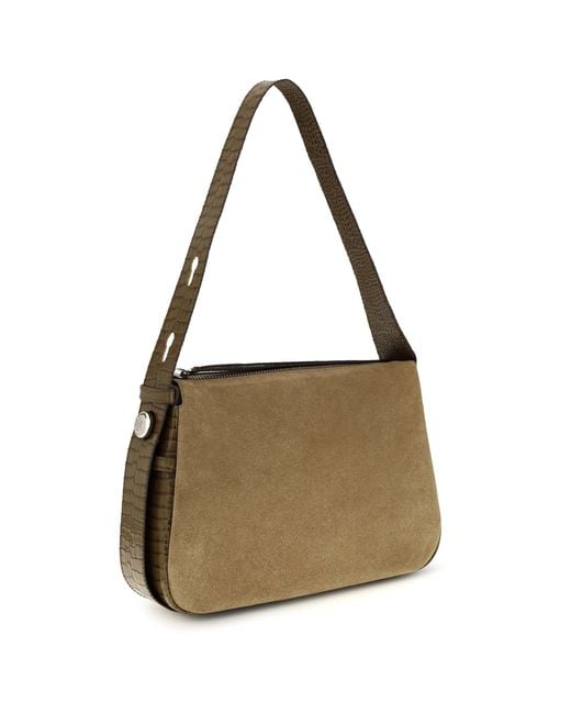 Tory Burch Metallic Romy Suede Shoulder Bag Stone