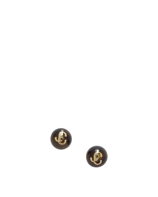 Jimmy Choo White "Jc" Stud Earrings
