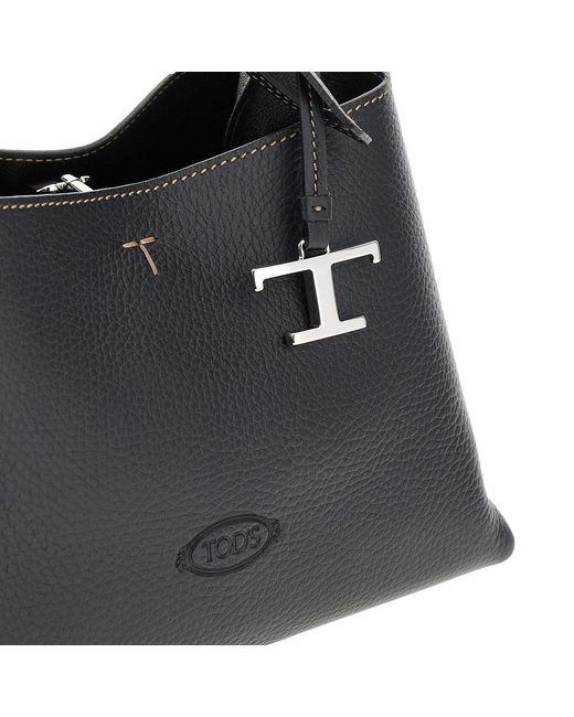 Tod's Black Grain Leather Micro Shopping Bag