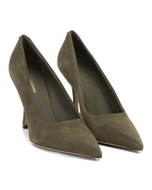 Ferragamo Green Elydea 95Mm Pumps