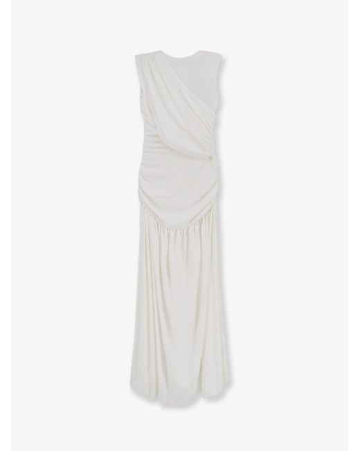 ACTUALEE White Draped Long Dress