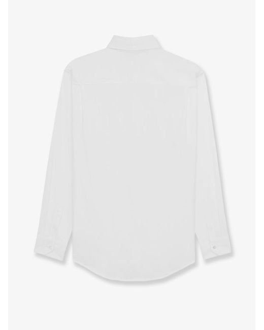 Saint Laurent White Cassandre Stretch Cotton Shirt for men