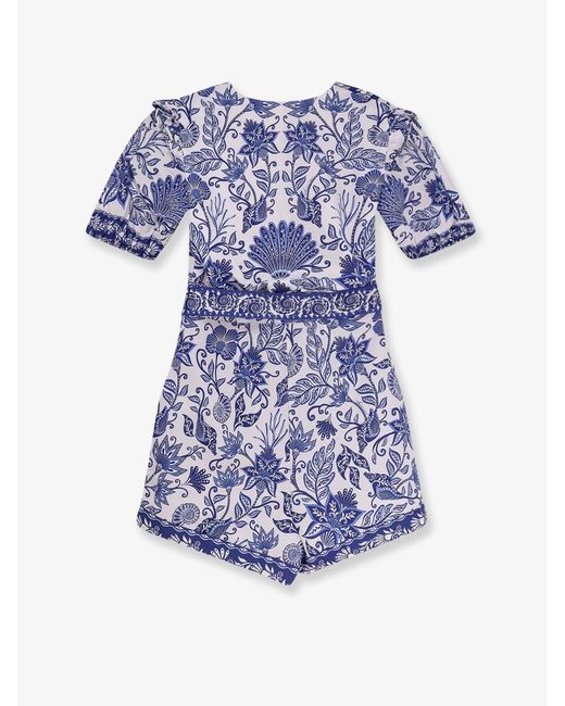 Farm Rio Blue Shell Garden Cotton Jumpsuit