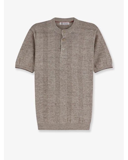 Brunello Cucinelli Gray Sweater Linen-Cotton for men