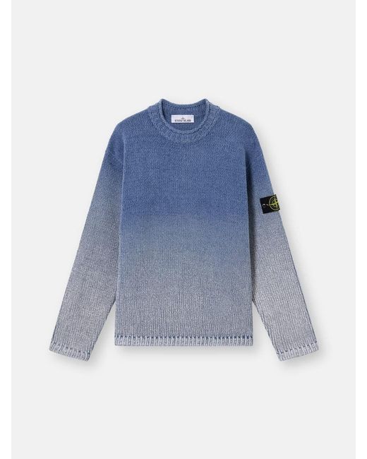 Stone Island Blue Cotton Crewnck Sweater for men