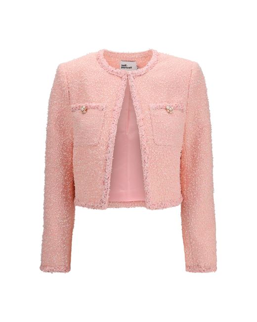 Self-Portrait Pink Bouclé Jacket