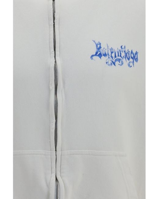 Balenciaga White Sketchy Zip Hoodie for men