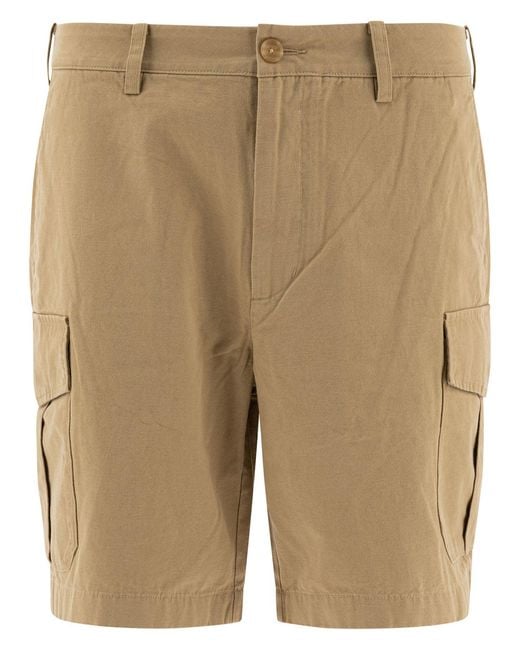 Vince Natural Cotton And Linen Cargo Shorts for men