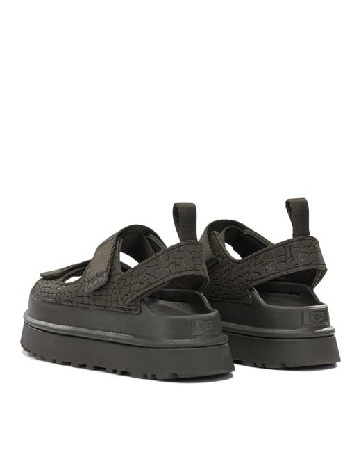 Ugg Black "Goldenglow Embossed" Low Sandals