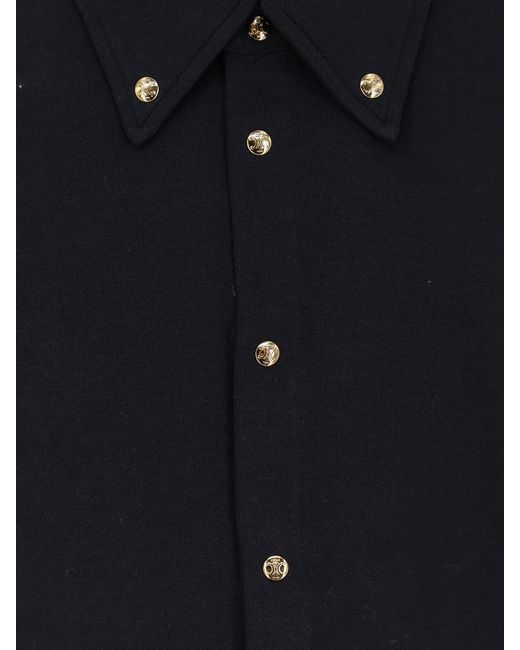 Céline Blue Cotton Shirt With Triomphe Buttons