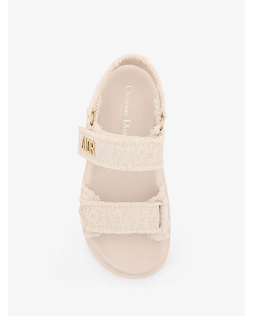 Dior Natural Dior Dioract Fabric Sandals With Dior Oblique Motif