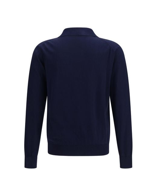 Cruna Blue Long-Sleeve Sweater Portofino for men