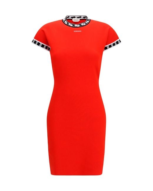 Versace Red Cotton Knit Mini Dress
