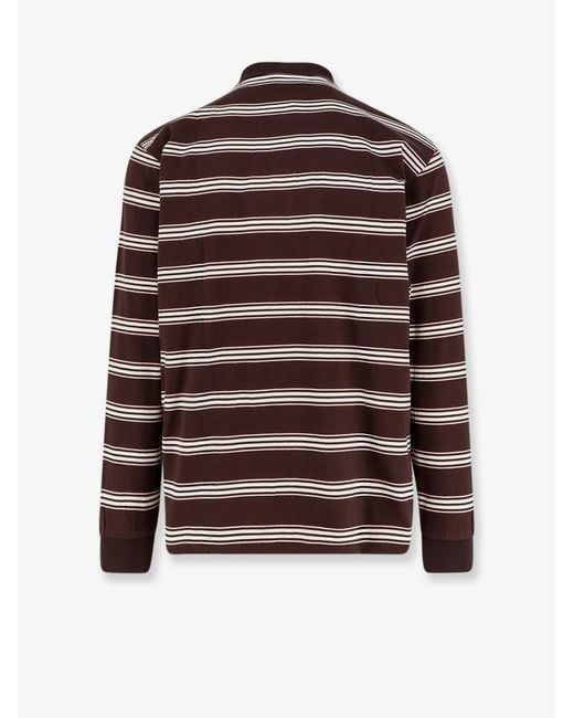 DUNST Red Cotton Polo Shirt With Striped Pattern