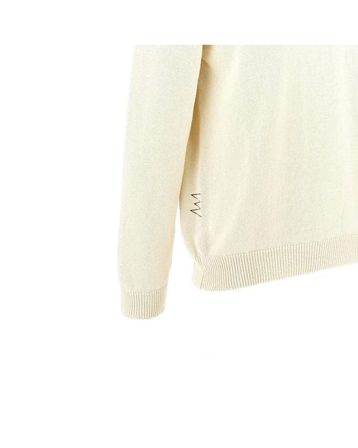 Amaranto White Cotton Sweater With Distressed Finishes for men