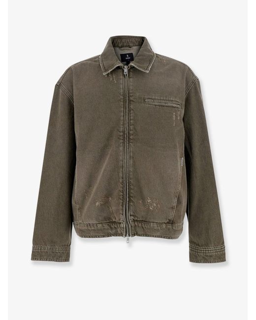 Represent Green Denim Jacket With Distressed Effect for men