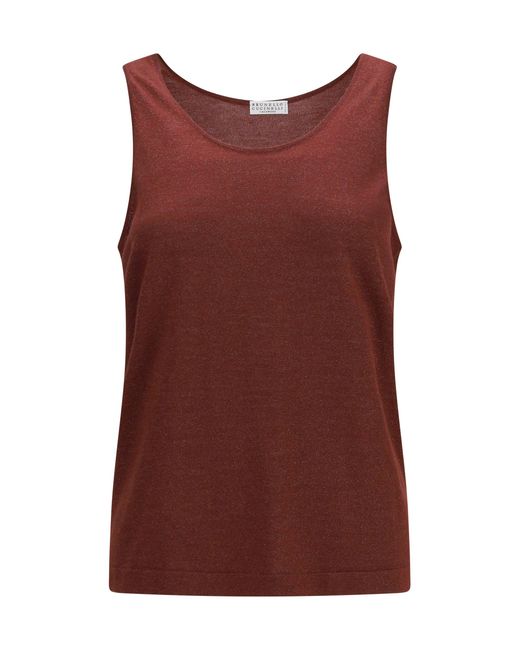 Brunello Cucinelli Red Luminous Knit Tank Top
