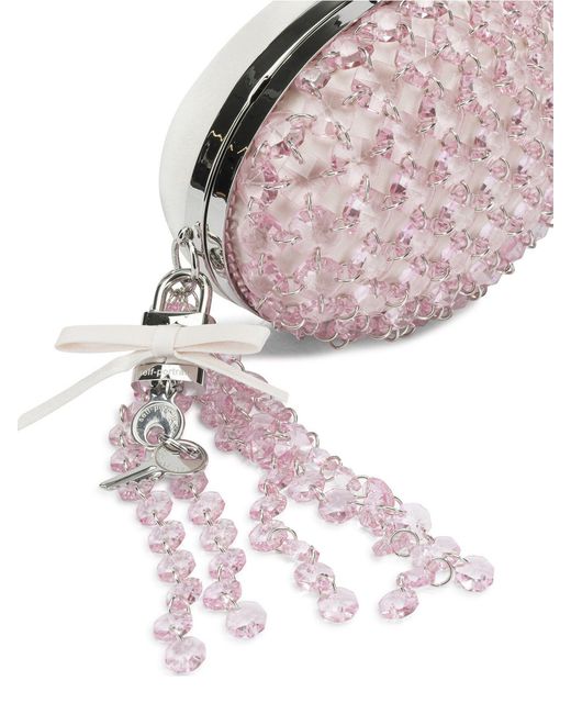 Self-Portrait Pink Clutch With Crystals
