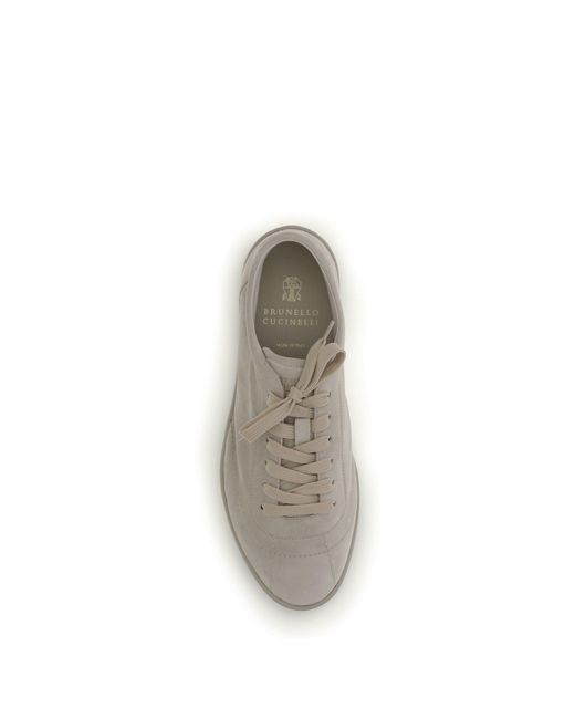 Brunello Cucinelli White Suede Sneakers for men