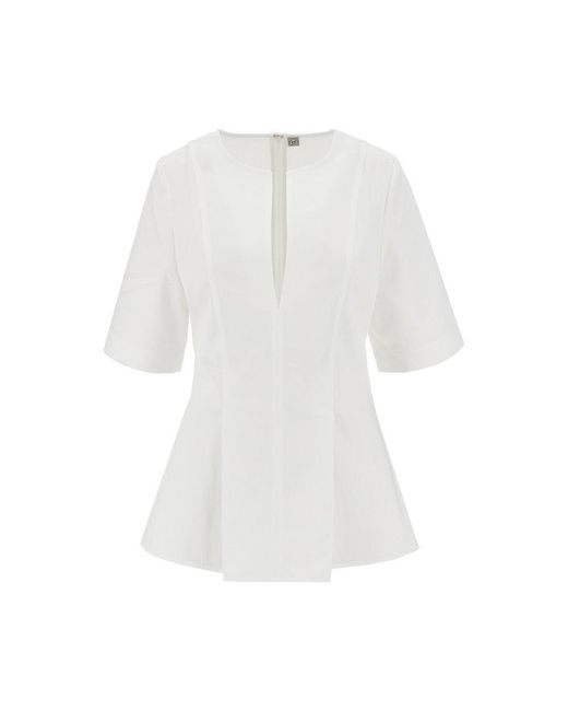 Totême White Cotton Twill Tailored Top
