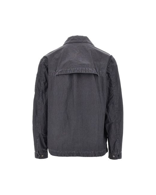 C P Company Gray 50 Fili Wax Fabric Overshirt for men