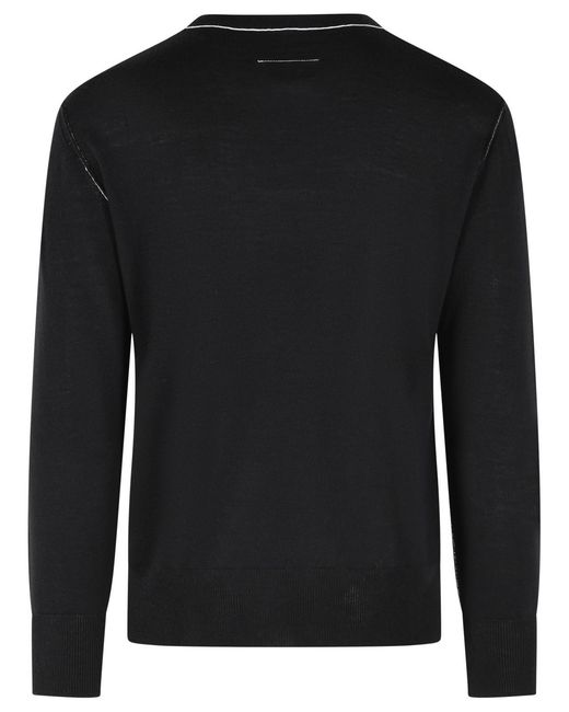 MM6 by Maison Margiela Black Virgin Wool Blend Sweater for men