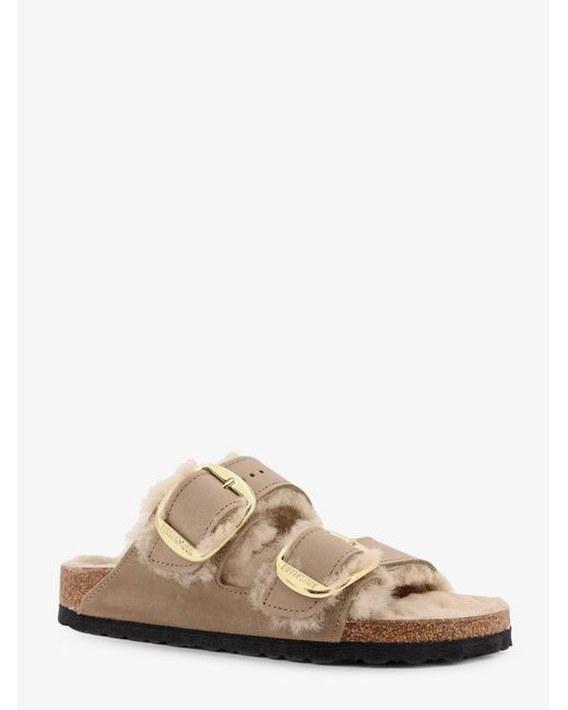 Birkenstock Natural Arizona Big Buckle Shearling Sandals