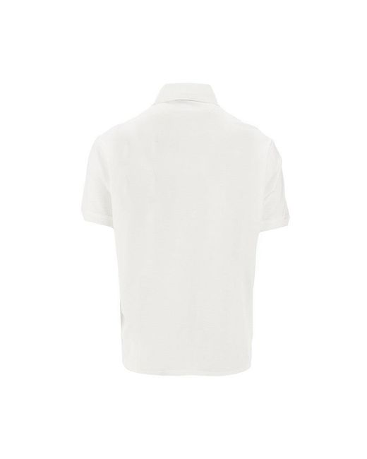 Emporio Armani White Eagle Embroidery Jersey Polo Shirt for men