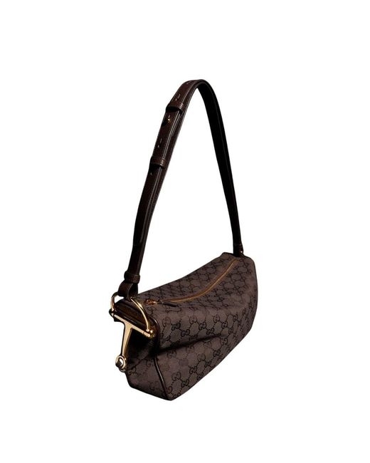 Gucci Black Half Horsebit Medium Shoulder Bag