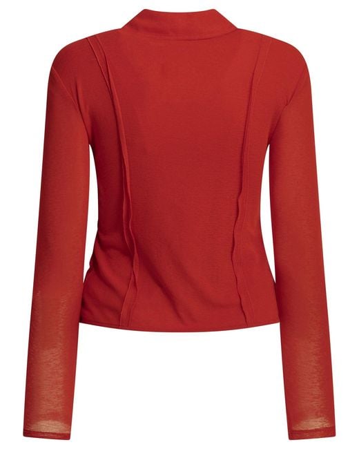 Ganni Red Polo Shirt With Buttons