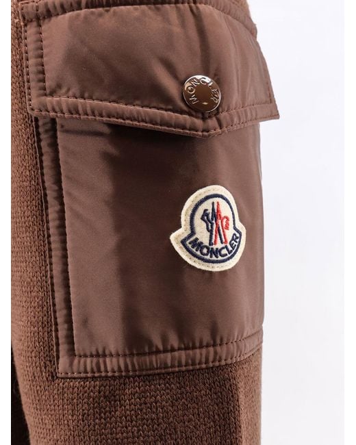 Moncler Brown Virgin Wool Cardigan With Logo Patch for men