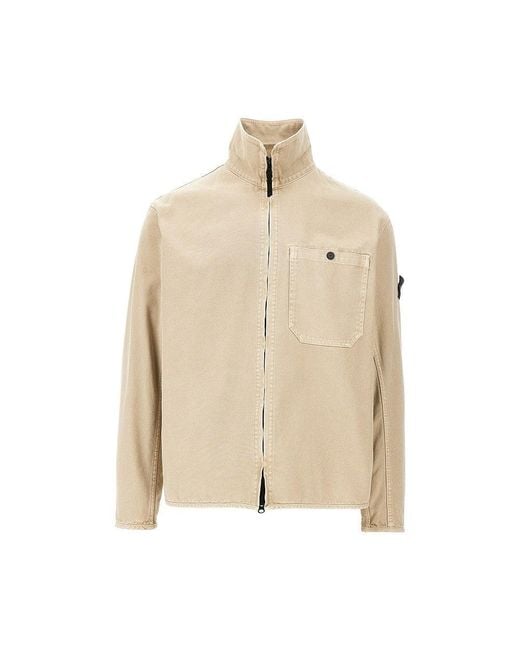 Stone Island Natural Cotton Canvas Overshirt for men