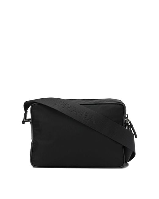 Prada Black Re-Nylon Saffiano Leather Shoulder Bag for men