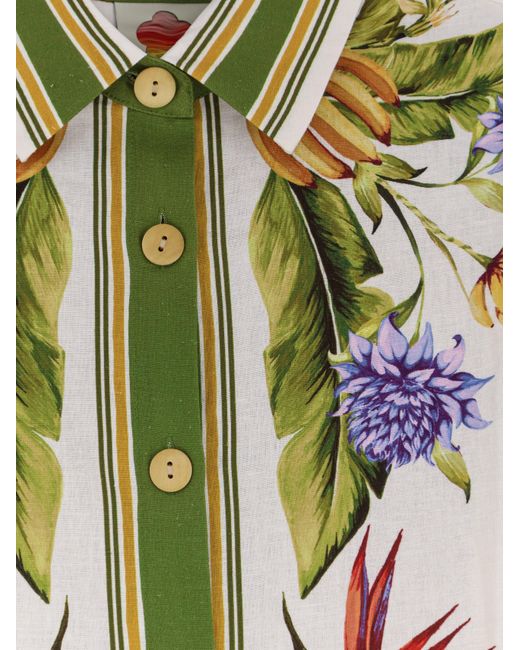 Farm Rio Green Shirt Linen Viscose