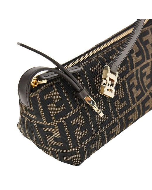 Fendi Black Ff Jacquard Fabric Small 'Vanity' Bag