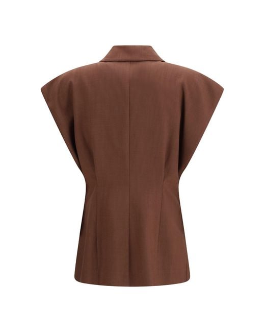 Pinko Brown Sleeveless Jacket Earth