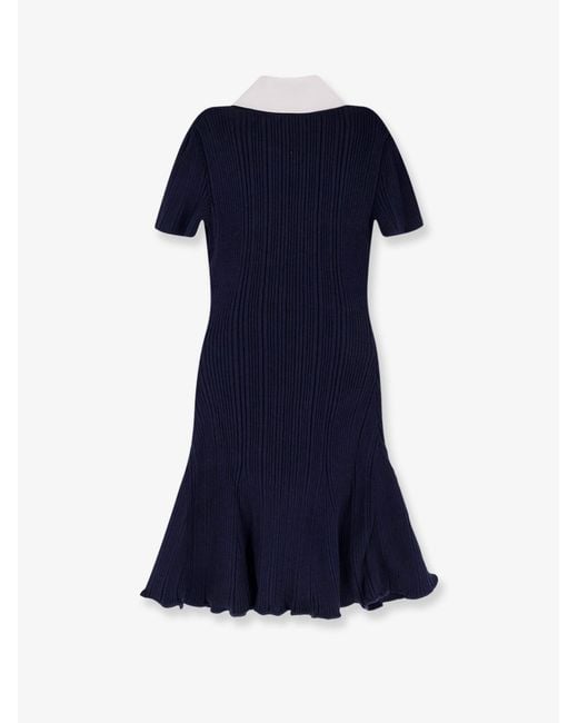 Self-Portrait Blue Ribbed Mini Dress