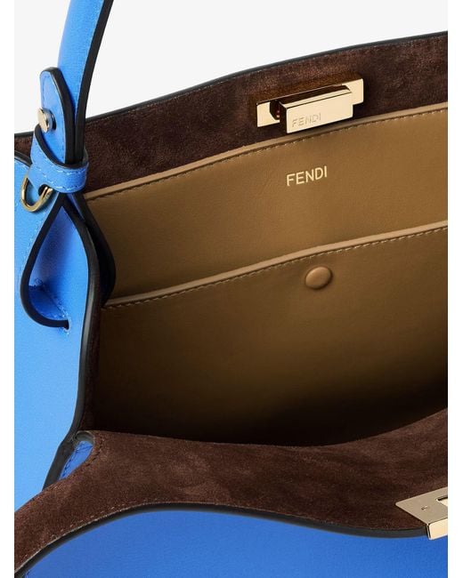 Fendi Blue Way Medium Leather Shoulder Bag With Contrasting Lining